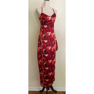 Red Backless Maxi Satin Dress RENDOLL Lagos Nigerian Designer UK 12 NWT